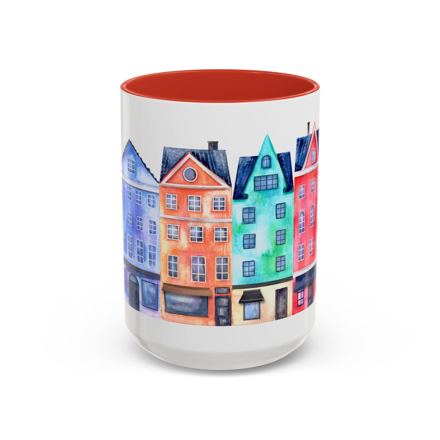 Colorful Watercolor Cityscape Accent Coffee Mug (11, 15oz) - Lorena Segura Design Lorena Segura Design