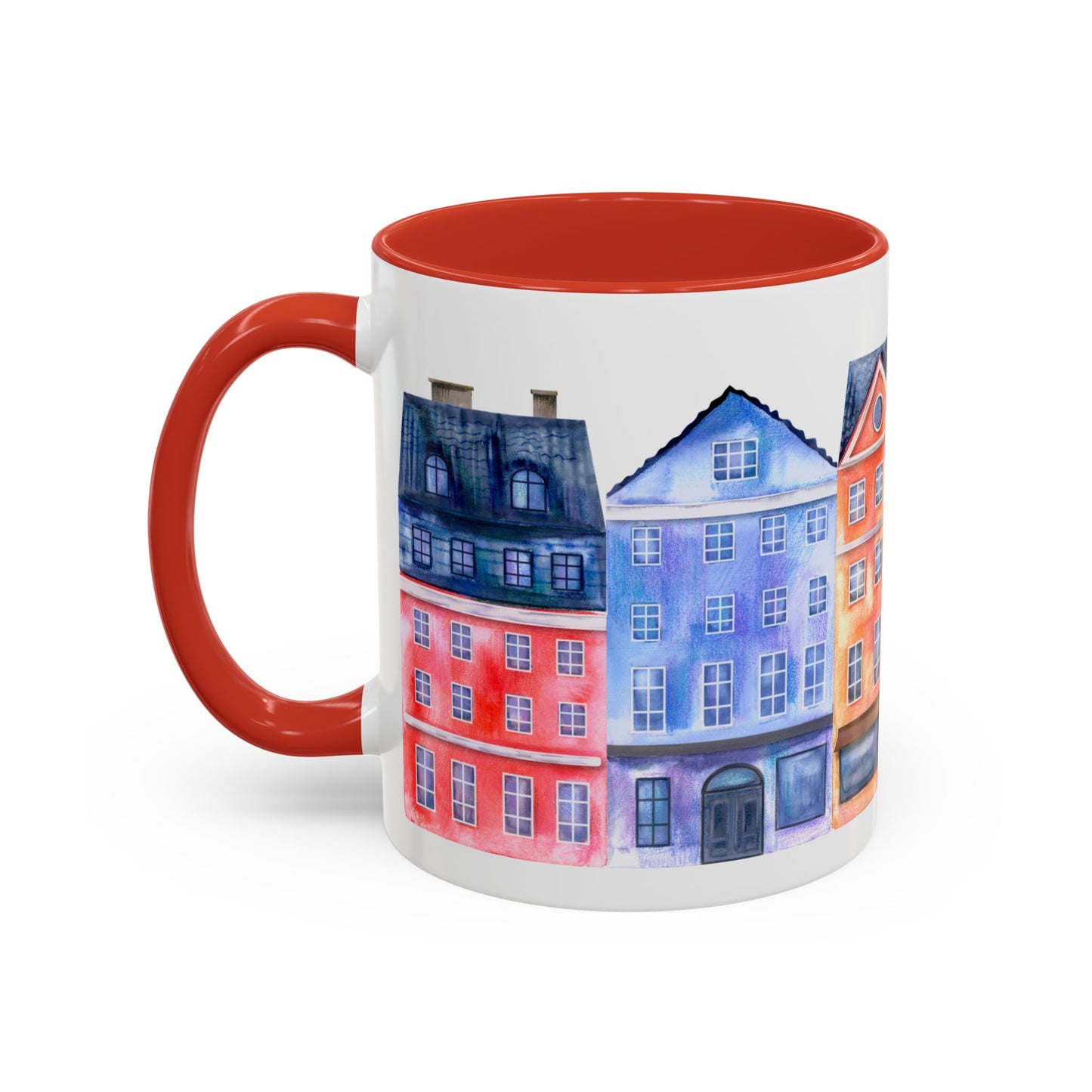 Colorful Watercolor Cityscape Accent Coffee Mug (11, 15oz) - Lorena Segura Design Lorena Segura Design