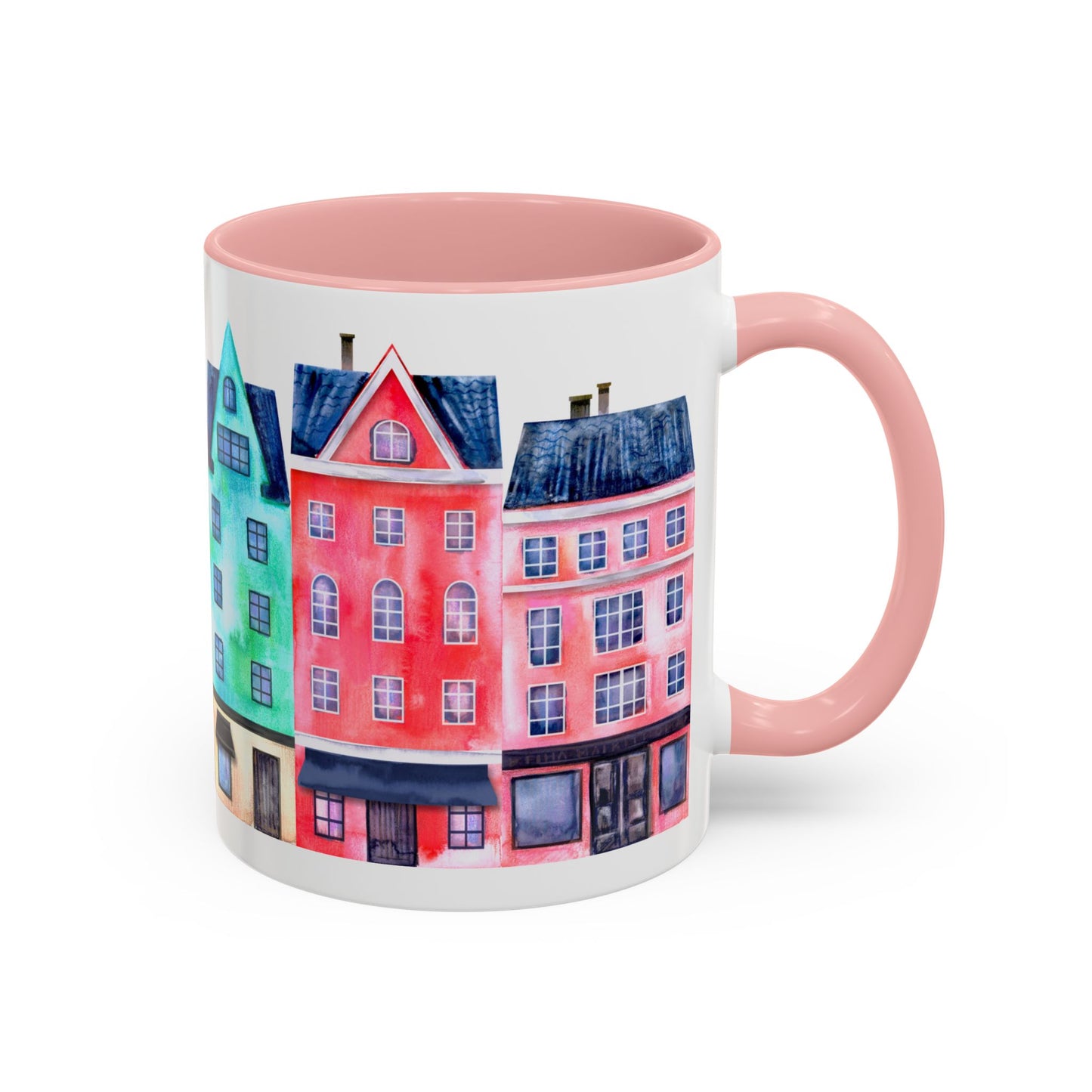 Colorful Watercolor Cityscape Accent Coffee Mug (11, 15oz) - Lorena Segura Design Lorena Segura Design