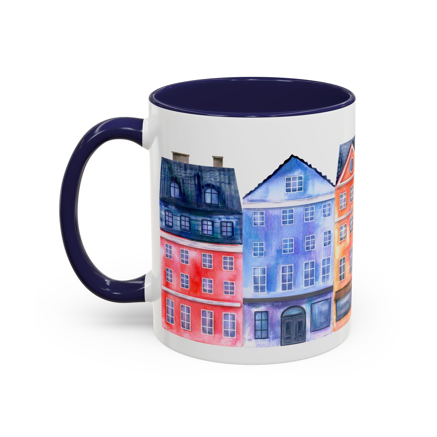 Colorful Watercolor Cityscape Accent Coffee Mug (11, 15oz) - Lorena Segura Design Lorena Segura Design