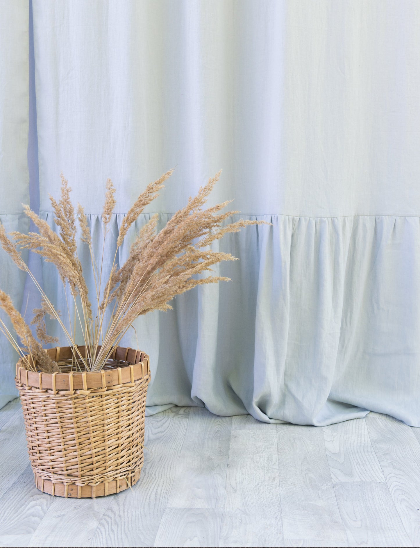 Natural Light linen curtain with ruffles, rod pocket - Lorena Segura Design Lorena Segura Design