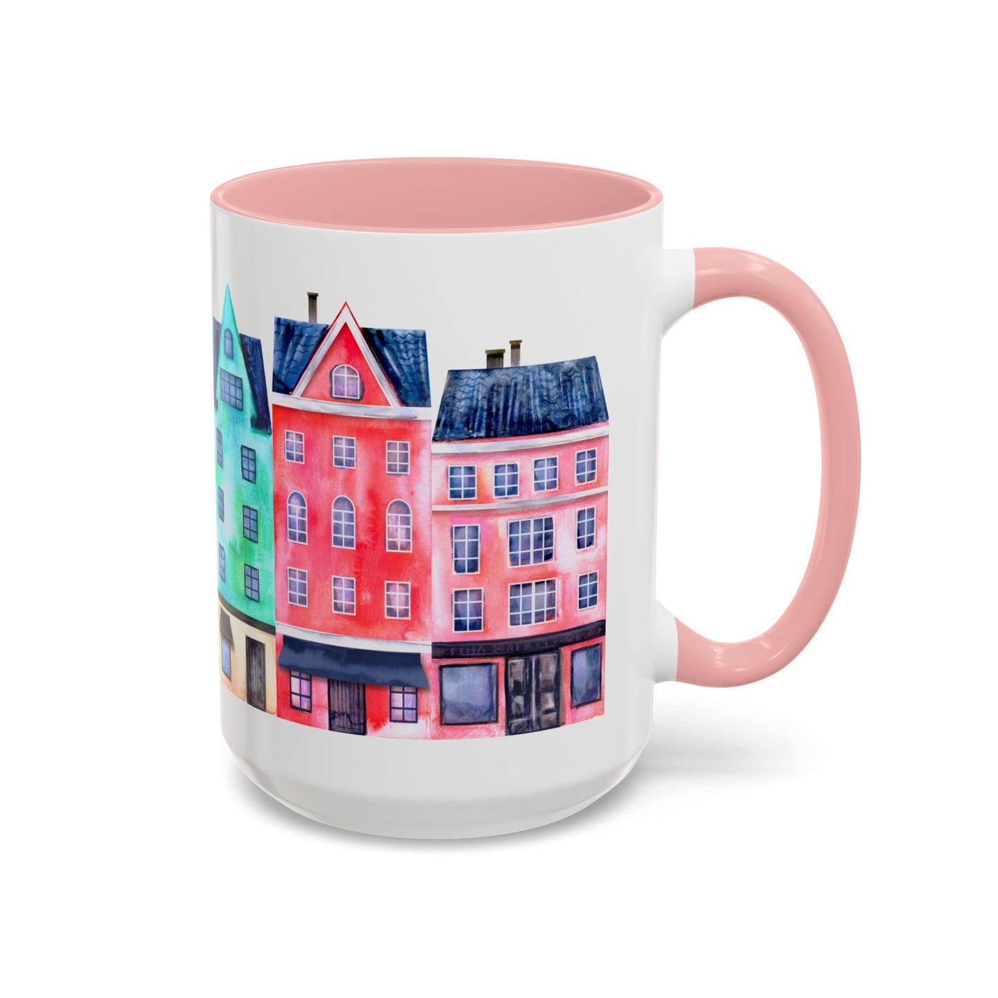 Colorful Watercolor Cityscape Accent Coffee Mug (11, 15oz) - Lorena Segura Design Lorena Segura Design
