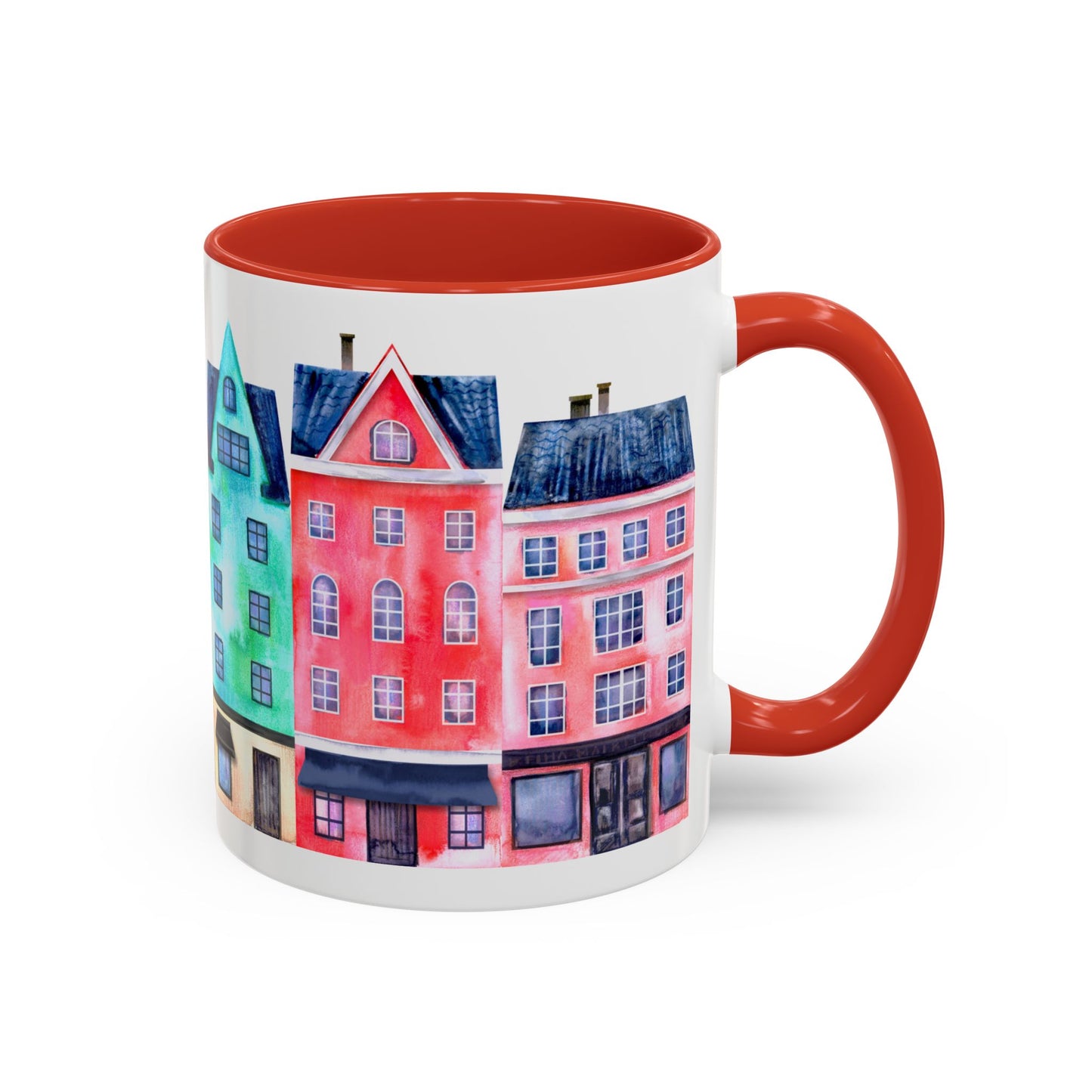 Colorful Watercolor Cityscape Accent Coffee Mug (11, 15oz) - Lorena Segura Design Lorena Segura Design