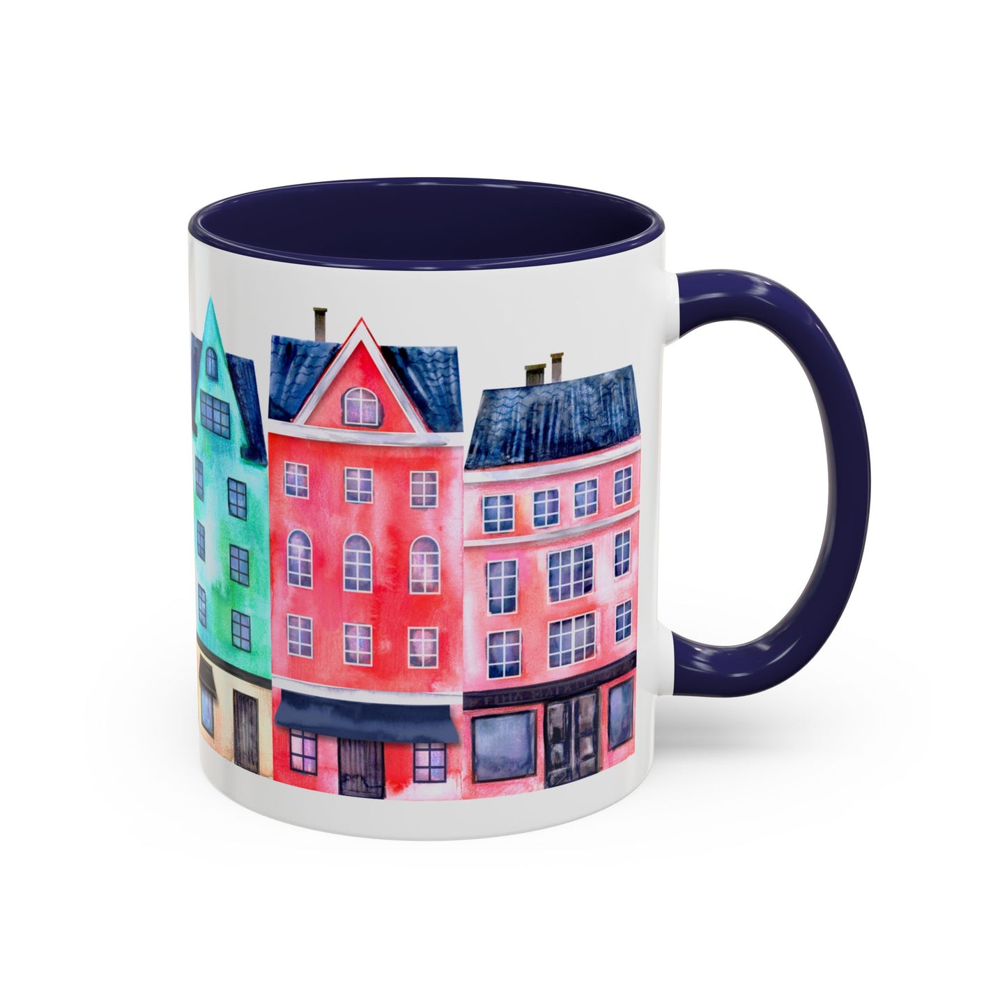 Colorful Watercolor Cityscape Accent Coffee Mug (11, 15oz) - Lorena Segura Design Lorena Segura Design