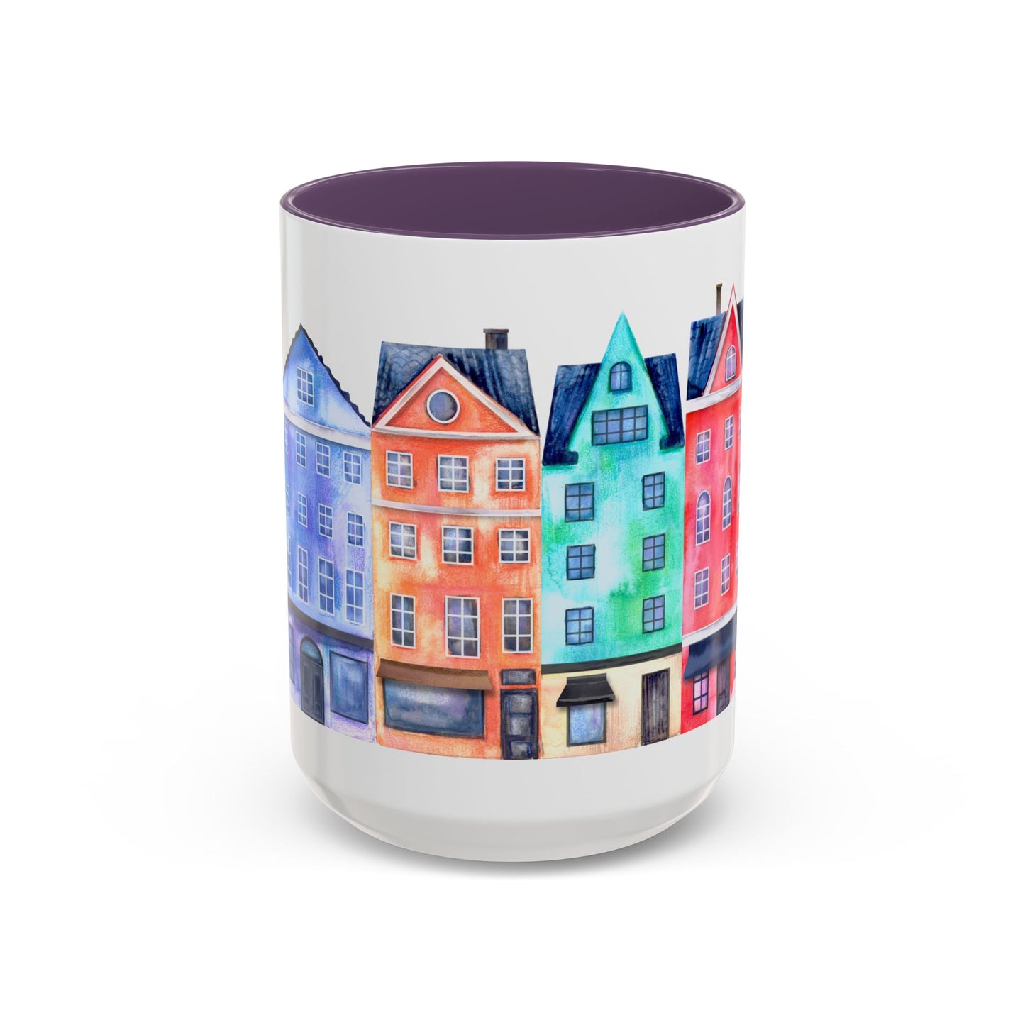Colorful Watercolor Cityscape Accent Coffee Mug (11, 15oz) - Lorena Segura Design Lorena Segura Design