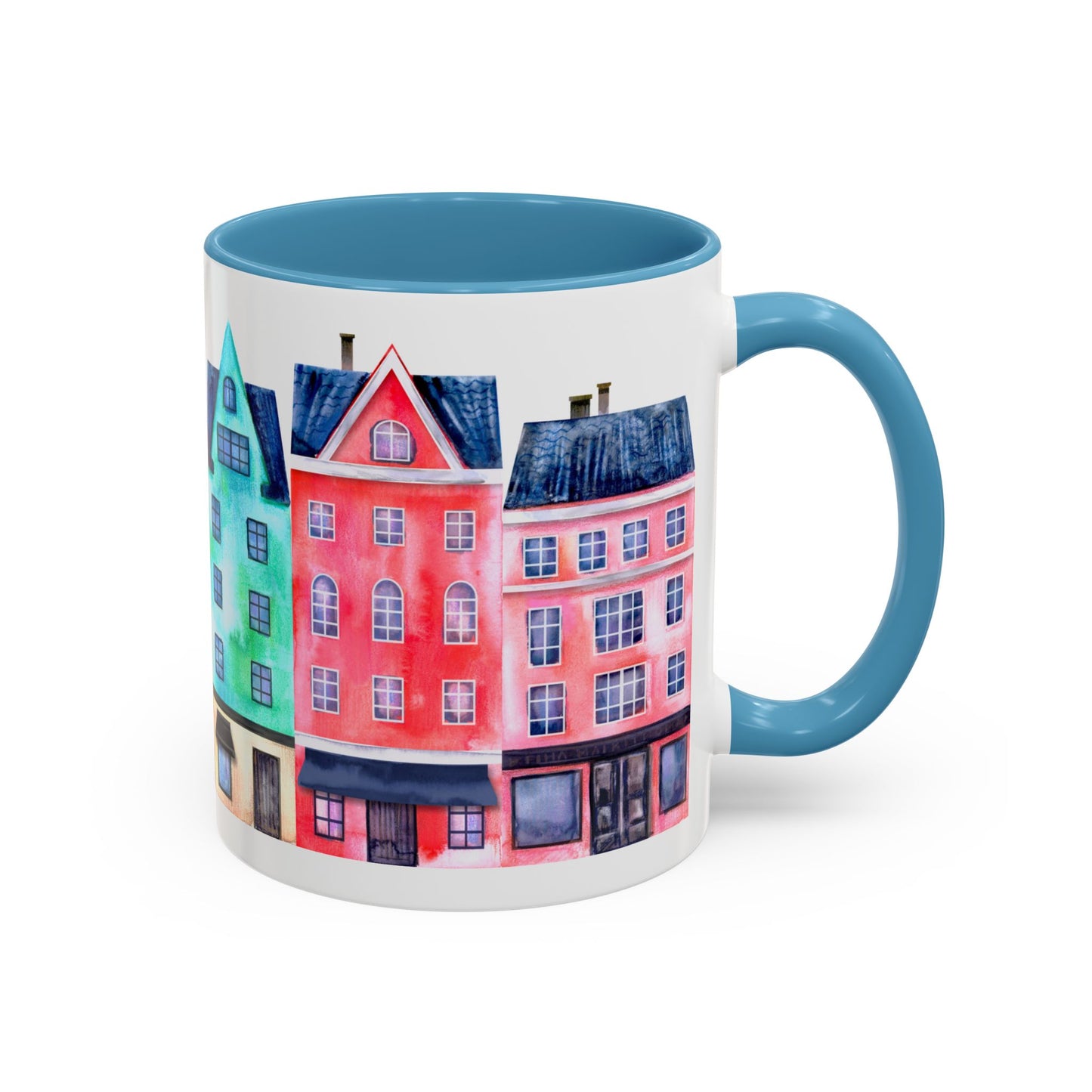 Colorful Watercolor Cityscape Accent Coffee Mug (11, 15oz) - Lorena Segura Design Lorena Segura Design