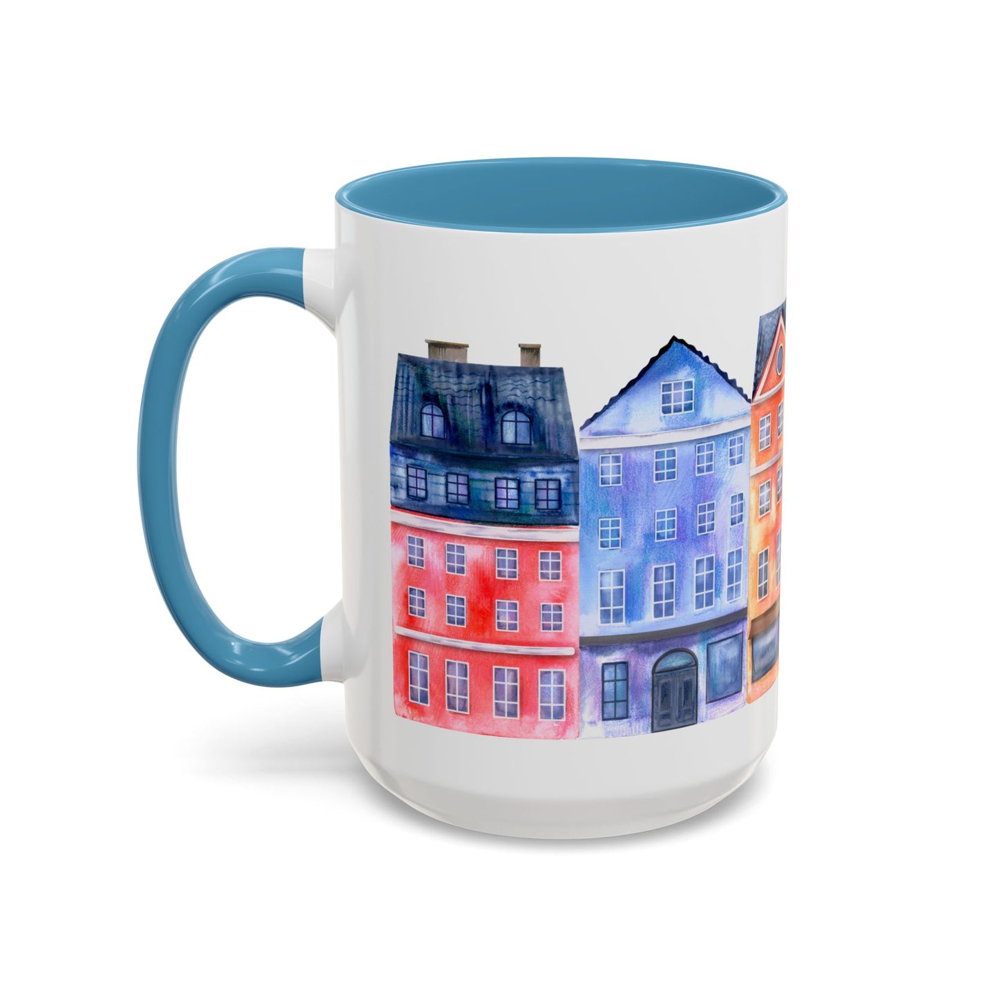 Colorful Watercolor Cityscape Accent Coffee Mug (11, 15oz) - Lorena Segura Design Lorena Segura Design