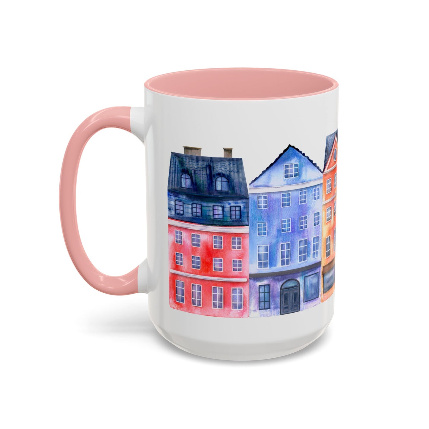 Colorful Watercolor Cityscape Accent Coffee Mug (11, 15oz) - Lorena Segura Design Lorena Segura Design