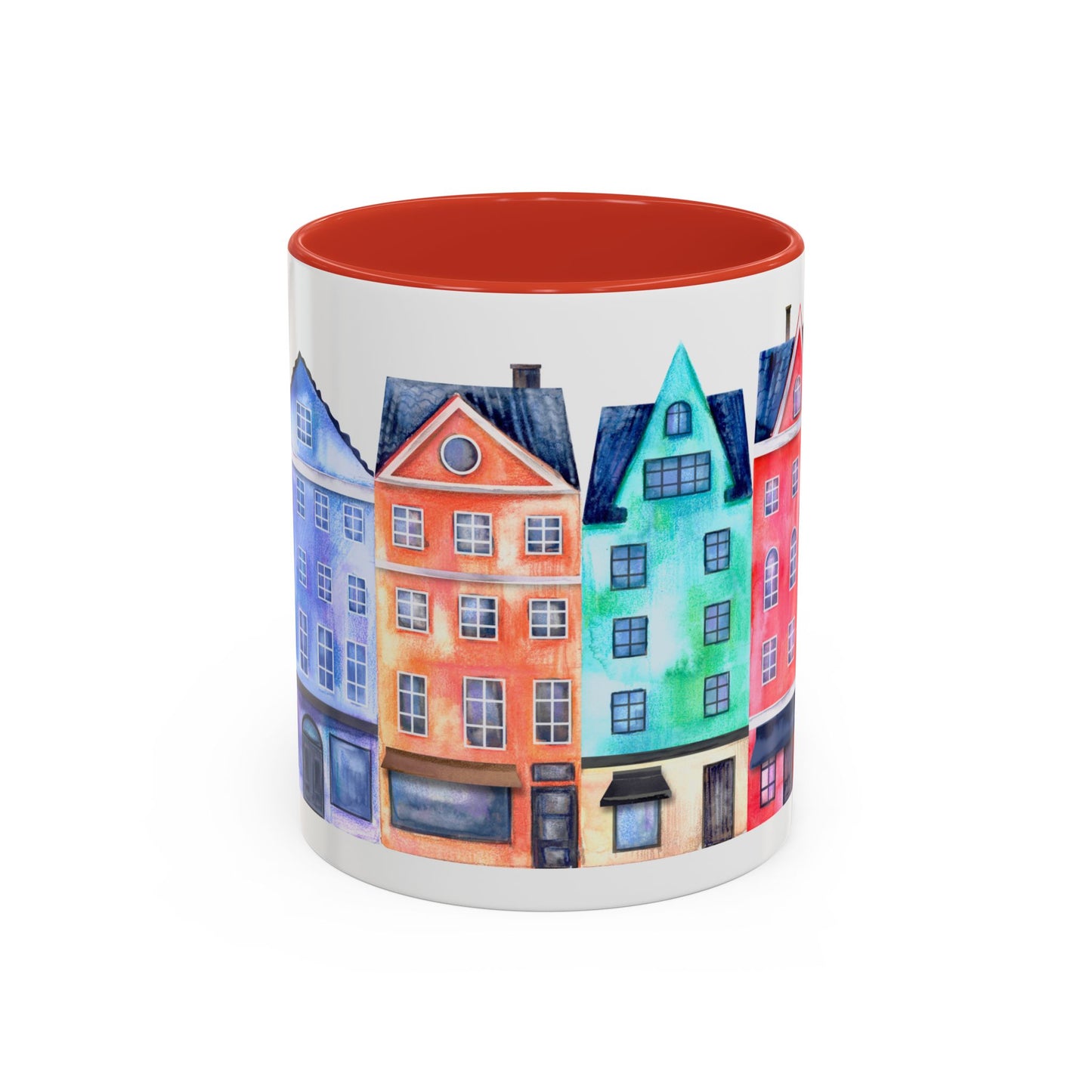 Colorful Watercolor Cityscape Accent Coffee Mug (11, 15oz) - Lorena Segura Design Lorena Segura Design