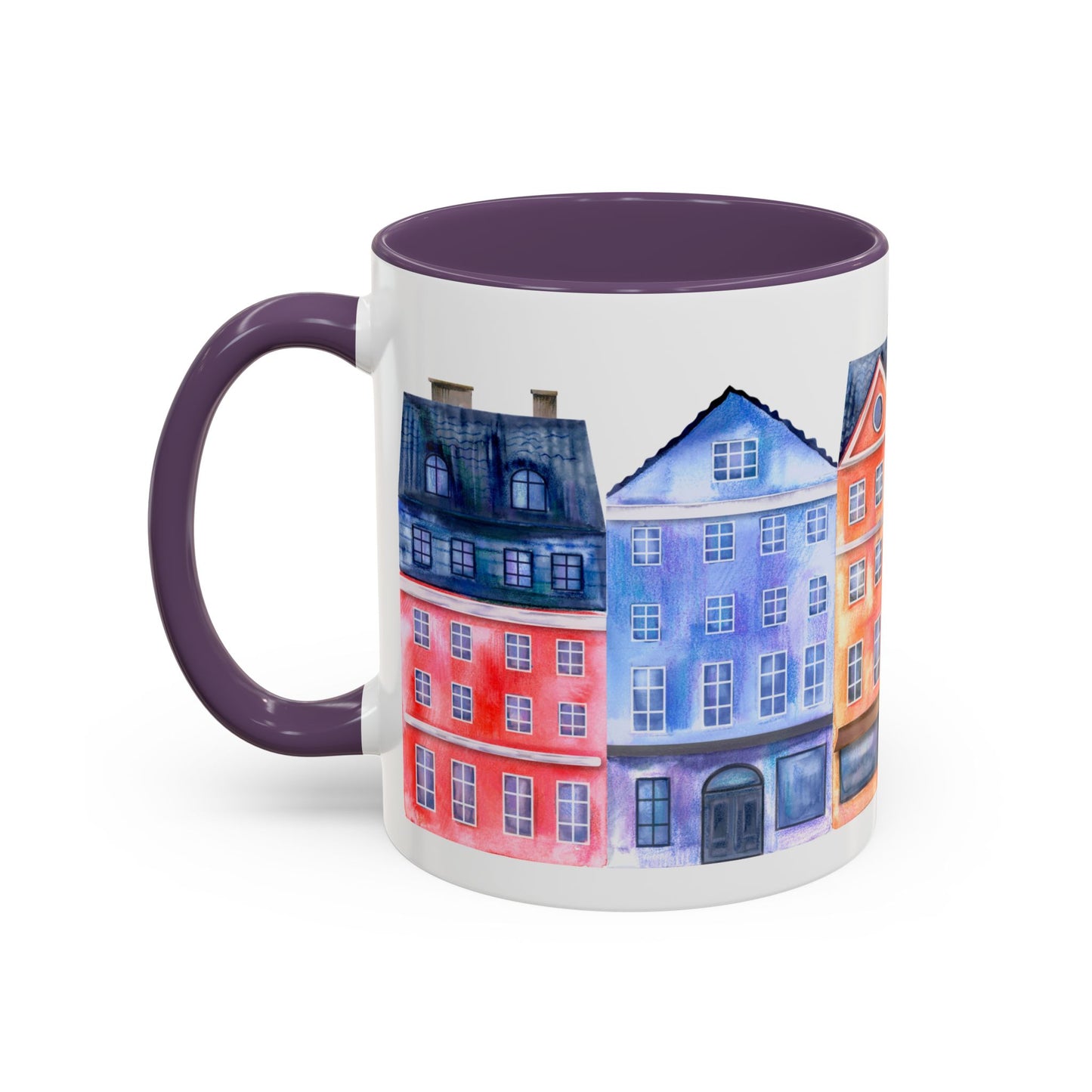 Colorful Watercolor Cityscape Accent Coffee Mug (11, 15oz) - Lorena Segura Design Lorena Segura Design