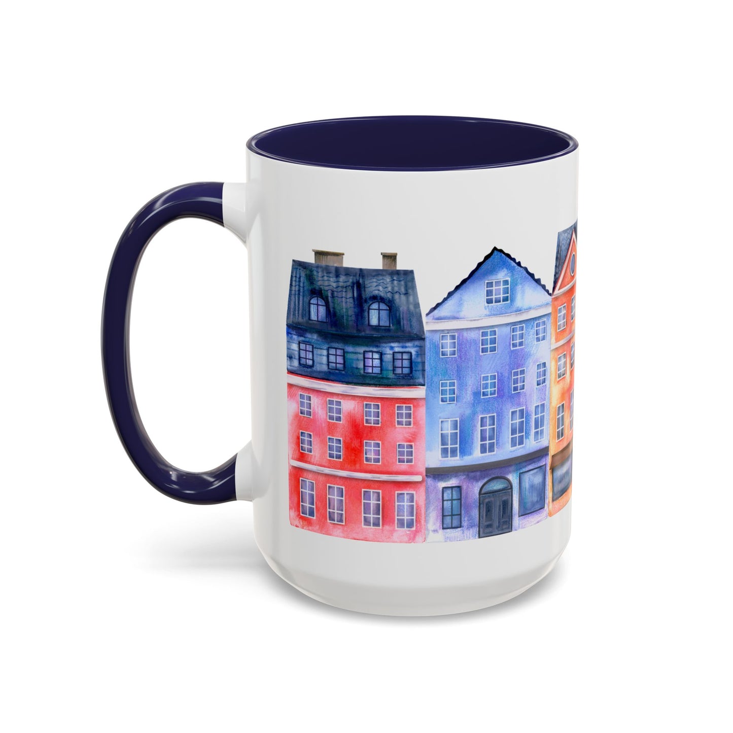 Colorful Watercolor Cityscape Accent Coffee Mug (11, 15oz) - Lorena Segura Design Lorena Segura Design
