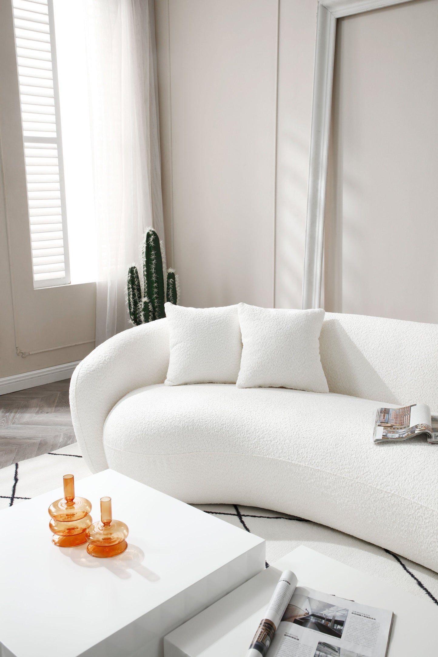102'' 5-Seater Boucle Sofa Modern Sectional Half Moon Leisure Couch - Lorena Segura Design Lorena Segura Design