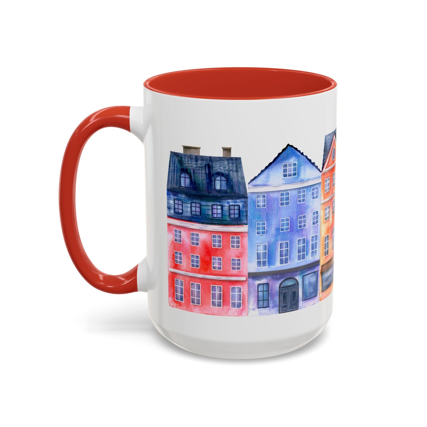 Colorful Watercolor Cityscape Accent Coffee Mug (11, 15oz) - Lorena Segura Design Lorena Segura Design