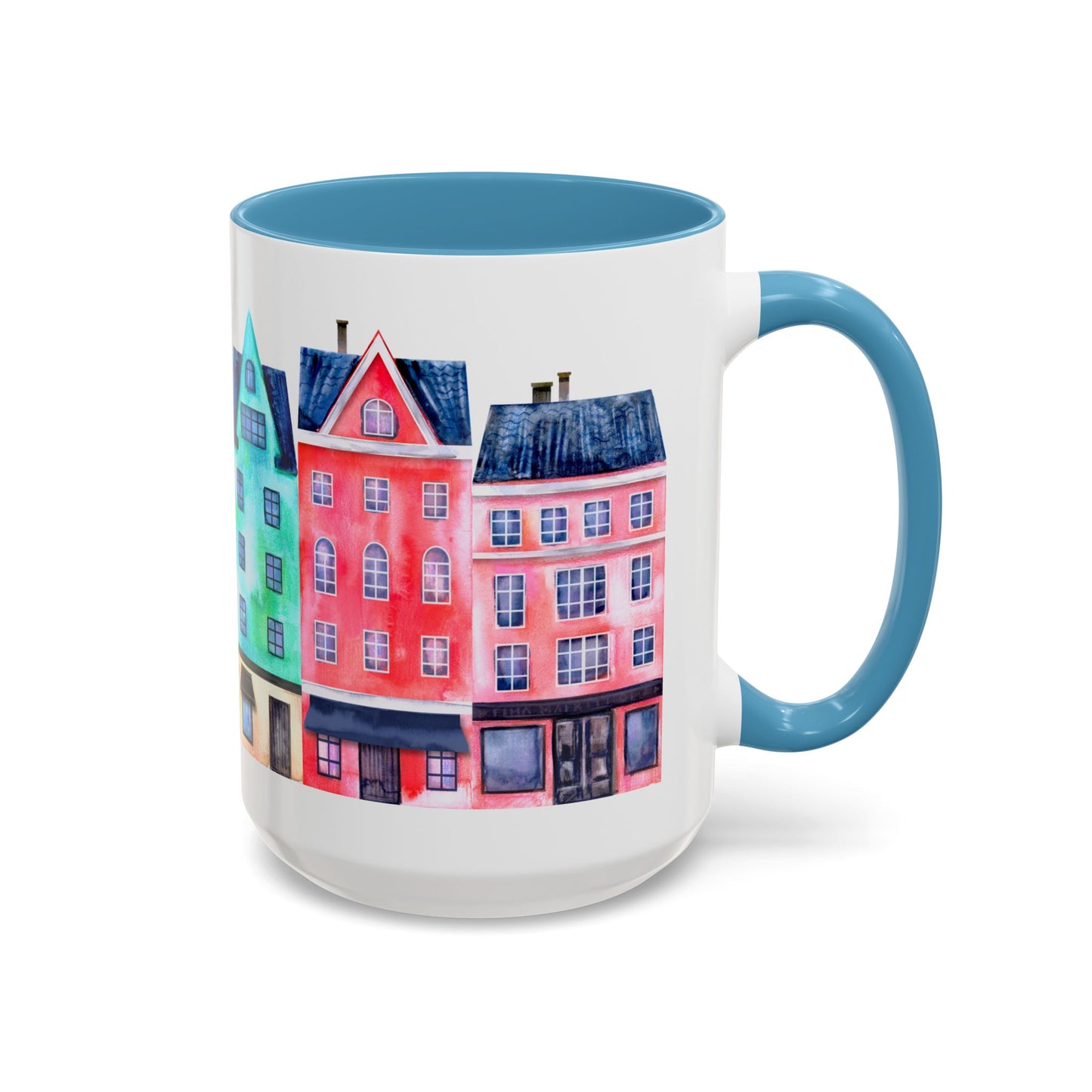 Colorful Watercolor Cityscape Accent Coffee Mug (11, 15oz) - Lorena Segura Design Lorena Segura Design