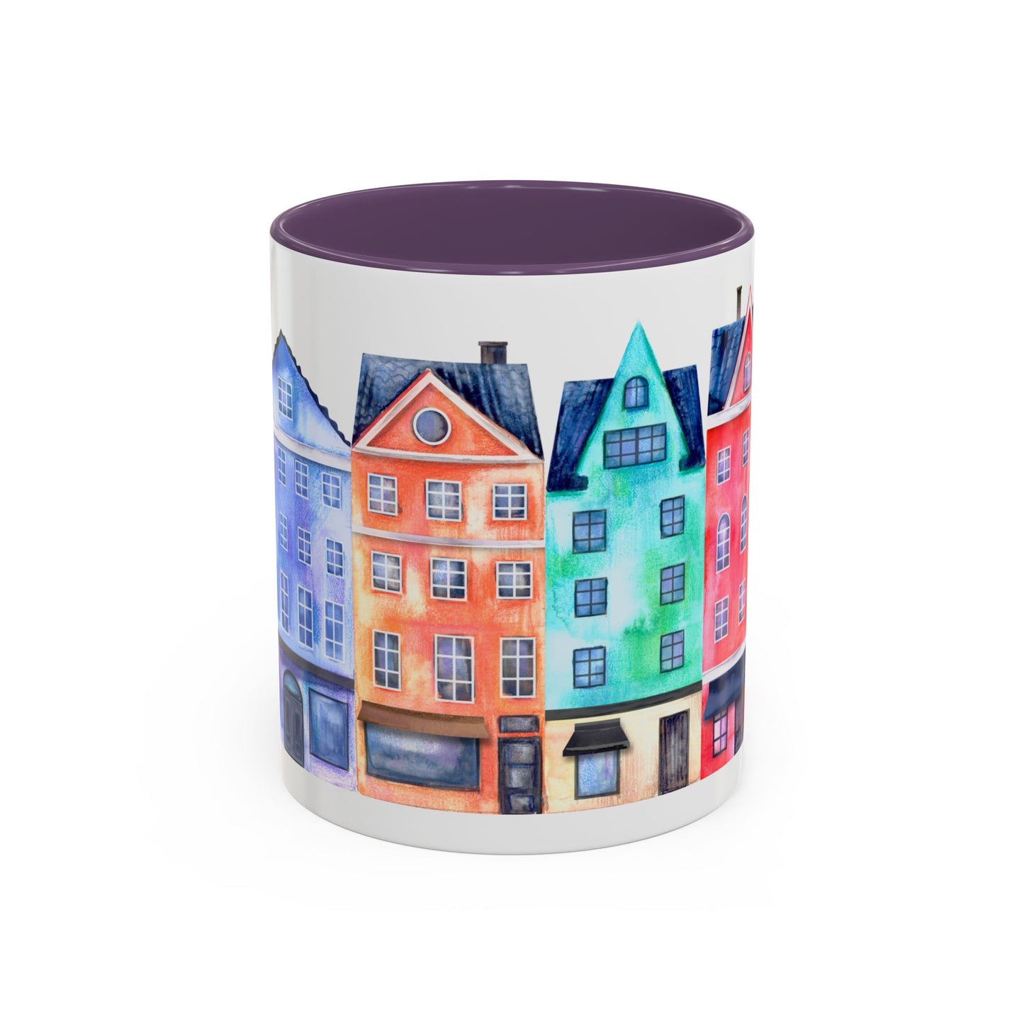 Colorful Watercolor Cityscape Accent Coffee Mug (11, 15oz) - Lorena Segura Design Lorena Segura Design