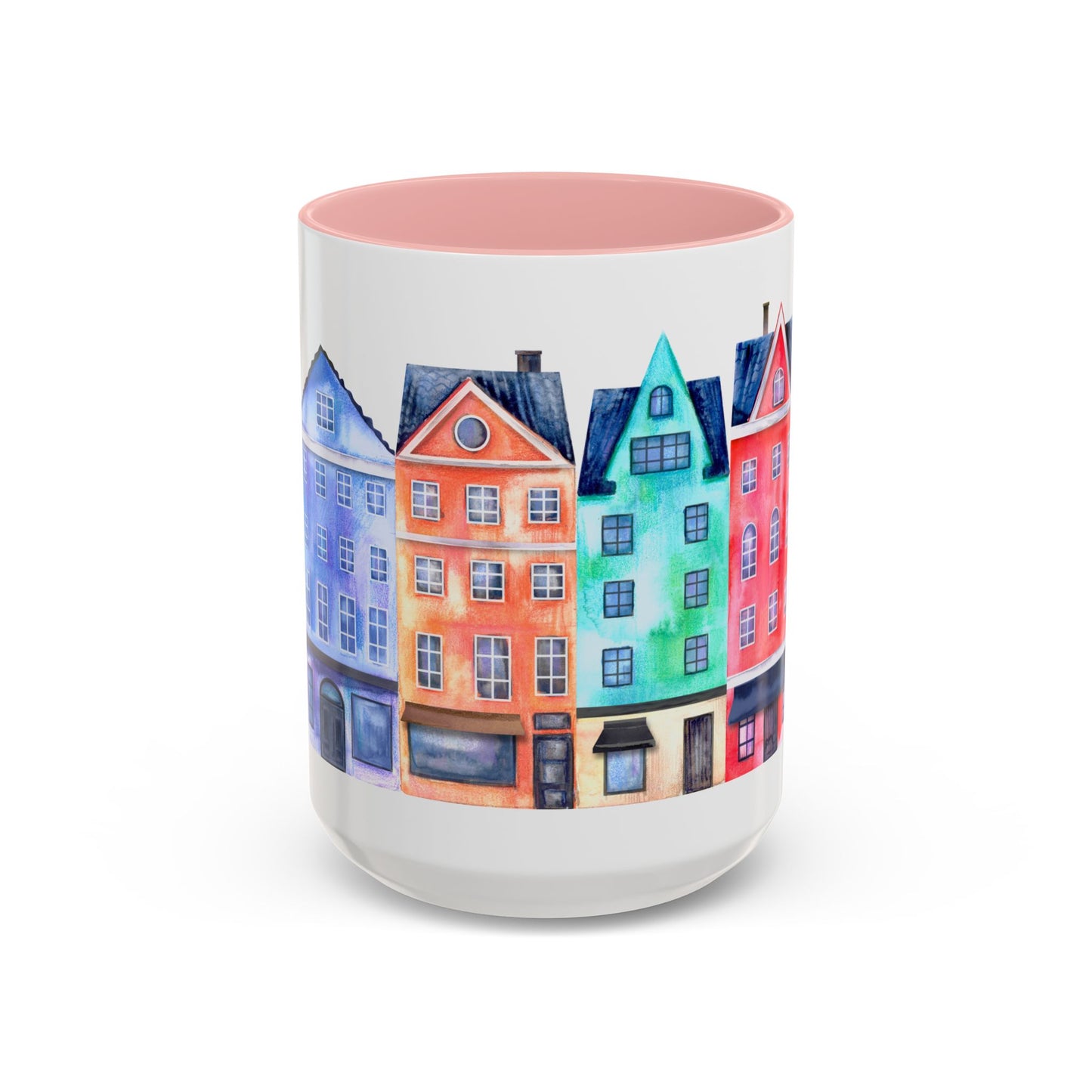 Colorful Watercolor Cityscape Accent Coffee Mug (11, 15oz) - Lorena Segura Design Lorena Segura Design