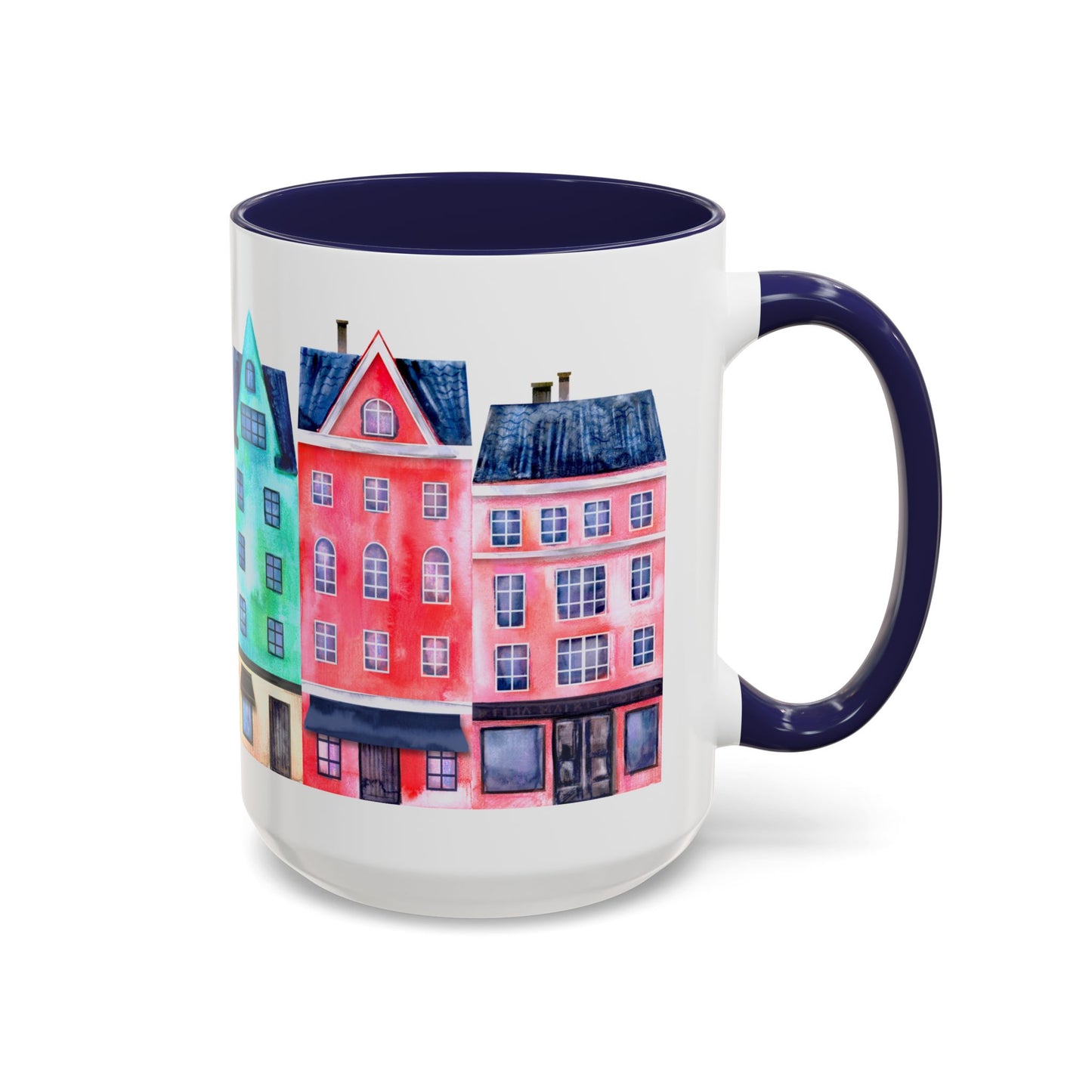 Colorful Watercolor Cityscape Accent Coffee Mug (11, 15oz) - Lorena Segura Design Lorena Segura Design