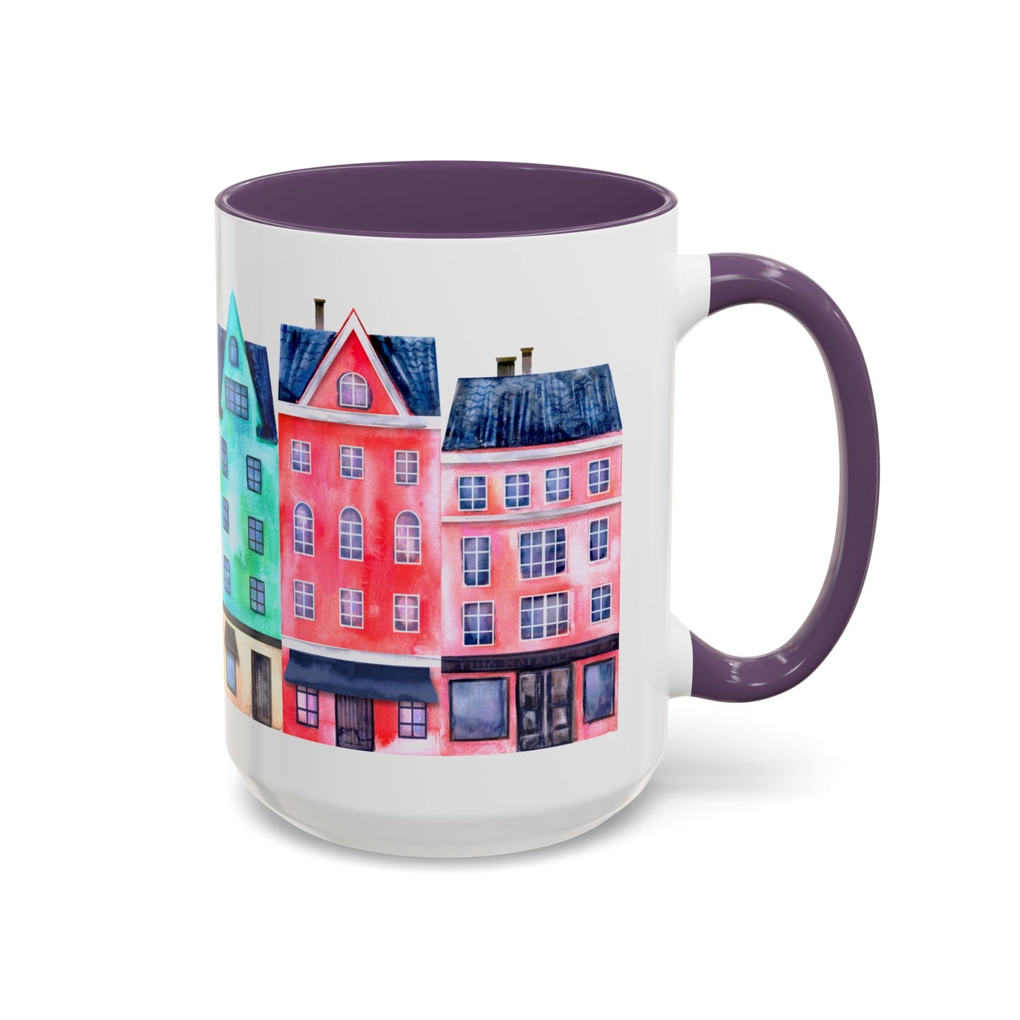 Colorful Watercolor Cityscape Accent Coffee Mug (11, 15oz) - Lorena Segura Design Lorena Segura Design