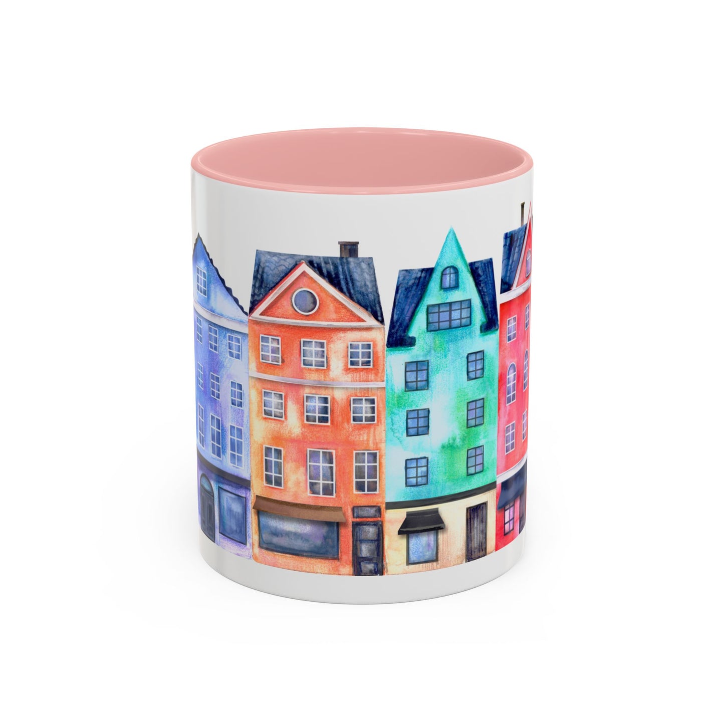 Colorful Watercolor Cityscape Accent Coffee Mug (11, 15oz) - Lorena Segura Design Lorena Segura Design