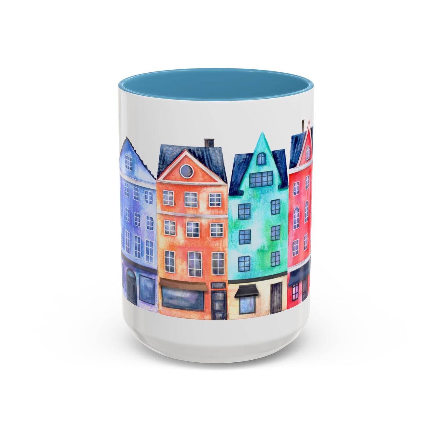 Colorful Watercolor Cityscape Accent Coffee Mug (11, 15oz) - Lorena Segura Design Lorena Segura Design