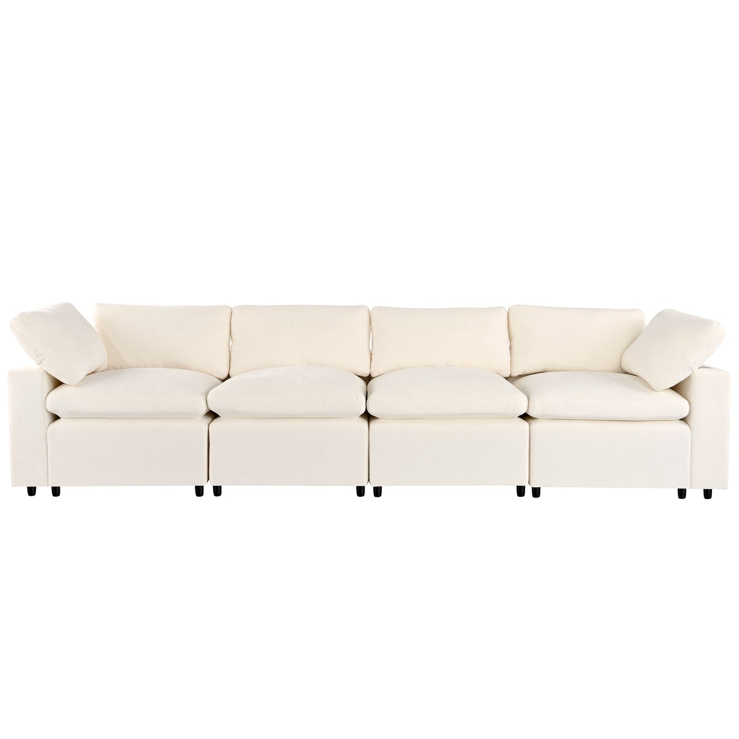 Upholstered Modular Sofa with with Storage Space, USB Charge - Lorena Segura Design Lorena Segura Design