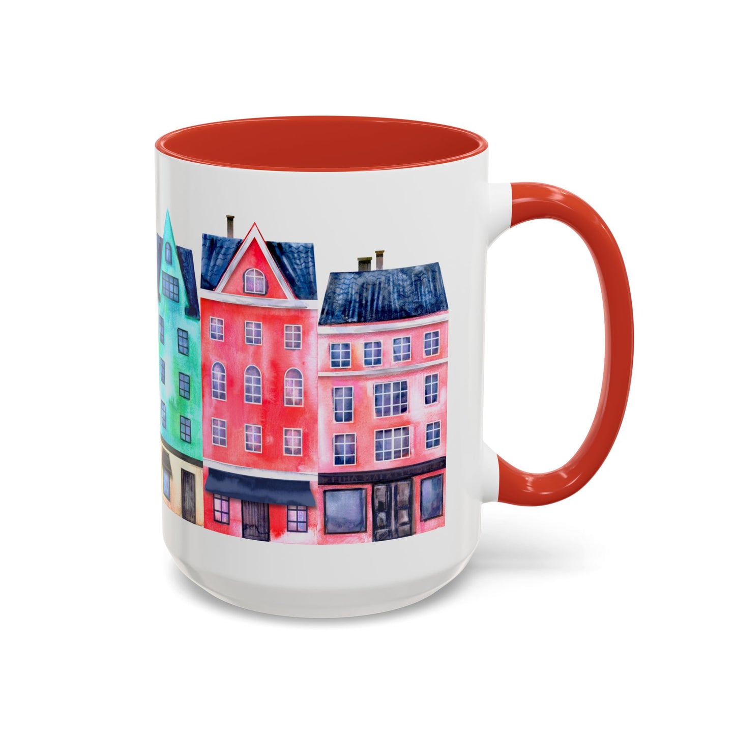 Colorful Watercolor Cityscape Accent Coffee Mug (11, 15oz) - Lorena Segura Design Lorena Segura Design