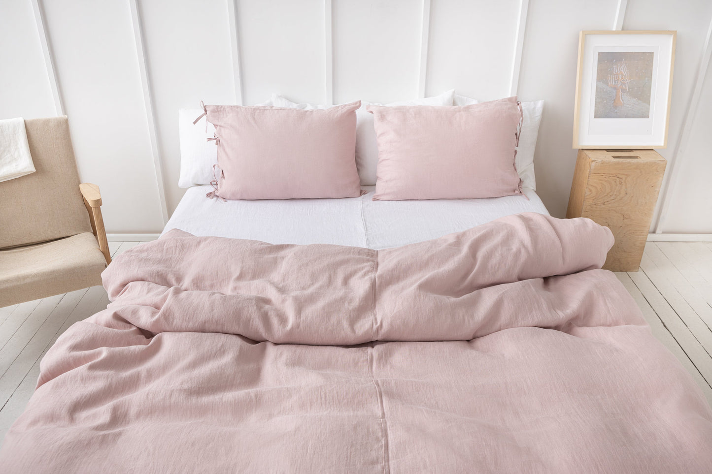 Pale Pink linen bedding set with ties - Lorena Segura Design Lorena Segura Design