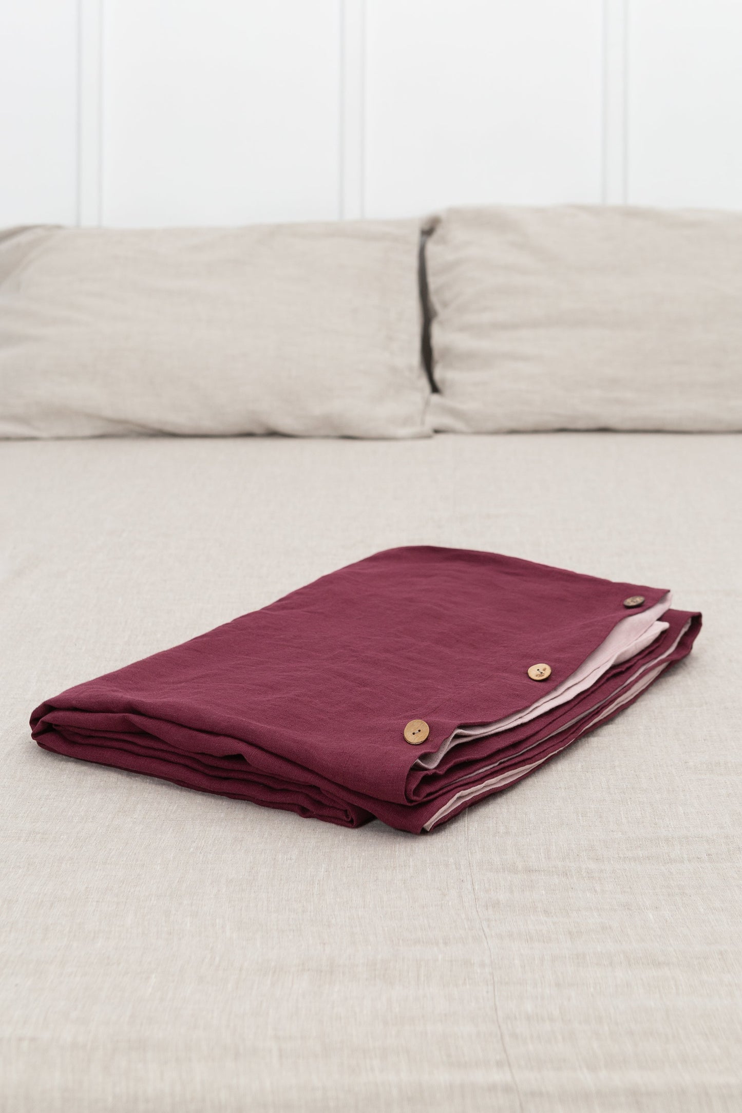 Dark Plum and Pale Pink double side linen bedding set, two tones - Lorena Segura Design Lorena Segura Design
