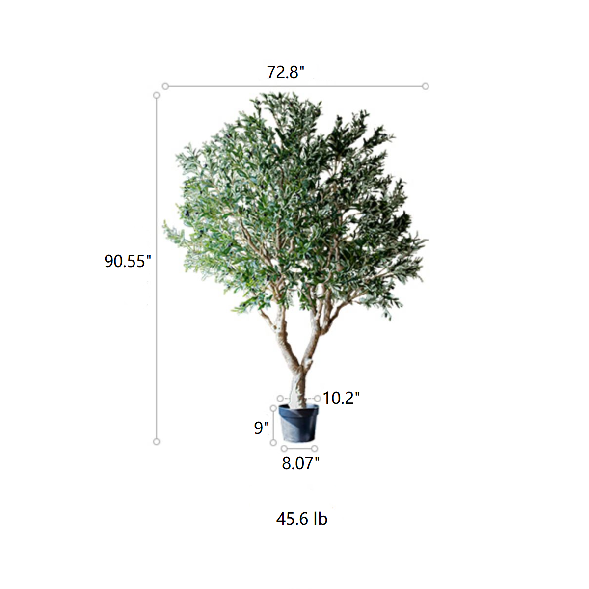 Extra Large Artificial Olive Tree 90" Tall - Lorena Segura Design Lorena Segura Design