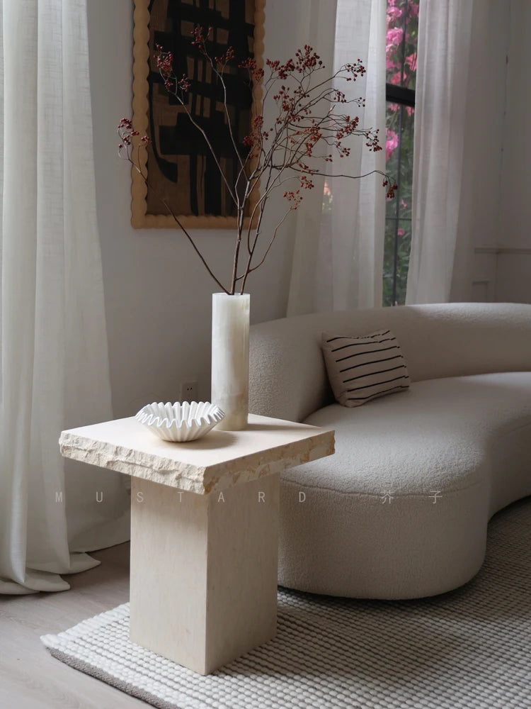 French Luxury Natural Marble Side Table - Lorena Segura Design Lorena Segura Design