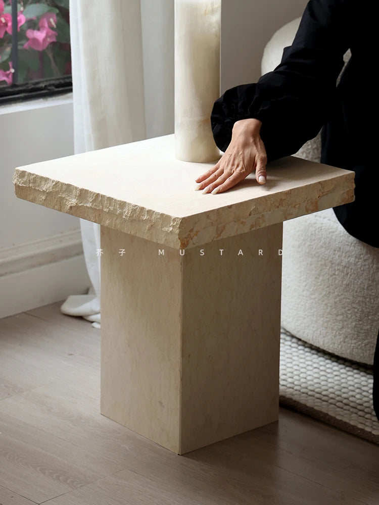 French Luxury Natural Marble Side Table - Lorena Segura Design Lorena Segura Design