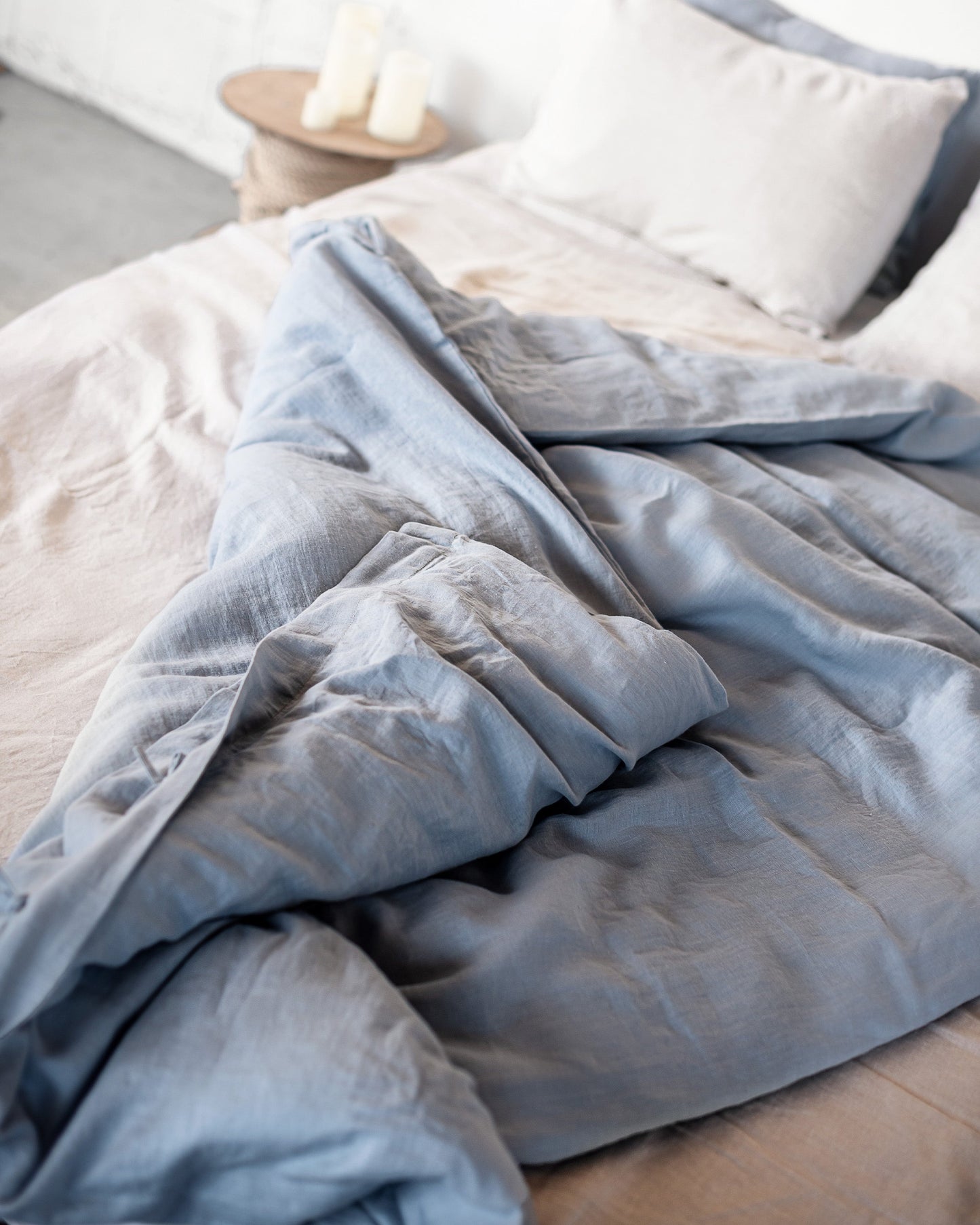 Ice Blue linen bedding set with zipper - Lorena Segura Design Lorena Segura Design