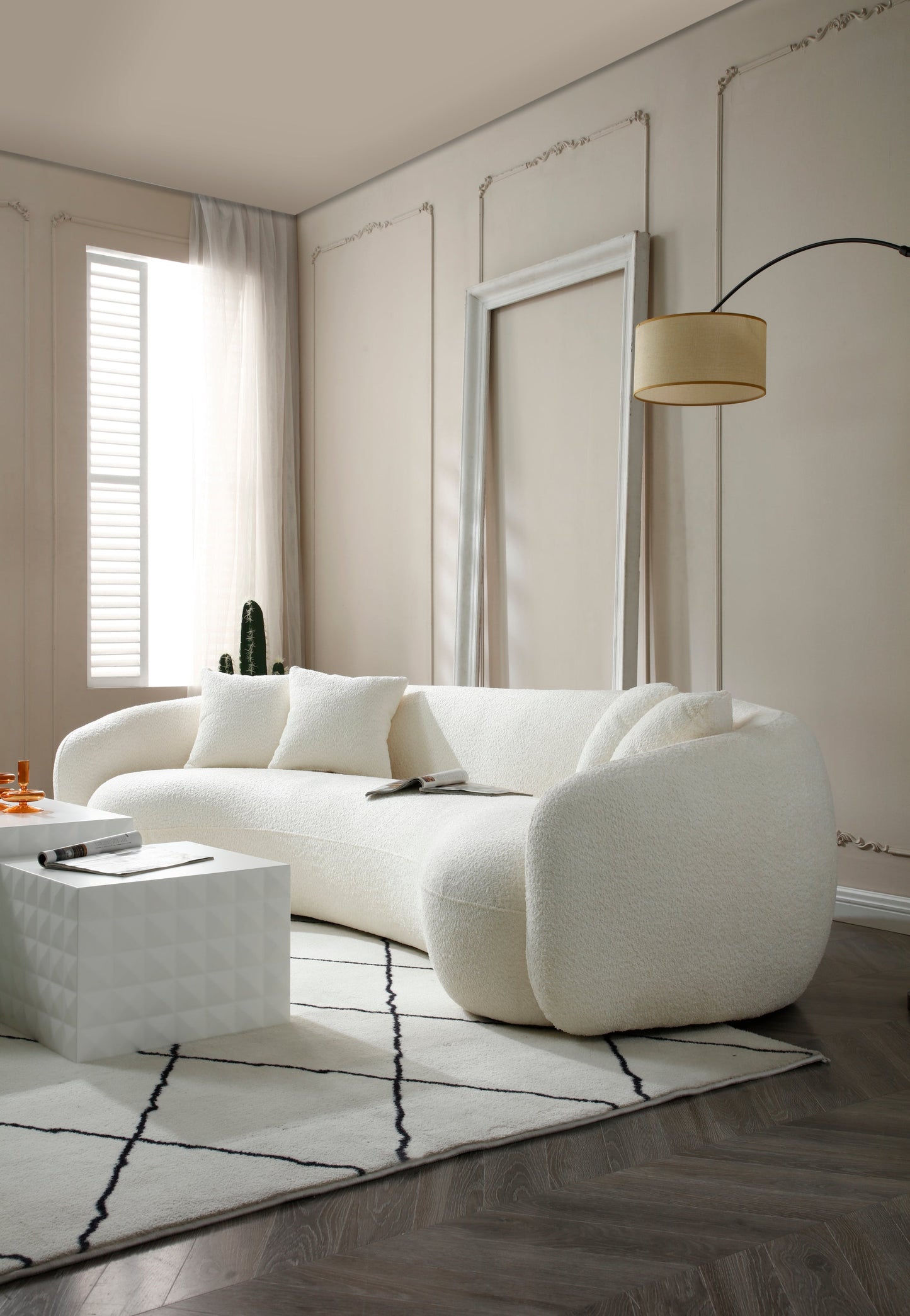102'' 5-Seater Boucle Sofa Modern Sectional Half Moon Leisure Couch - Lorena Segura Design Lorena Segura Design