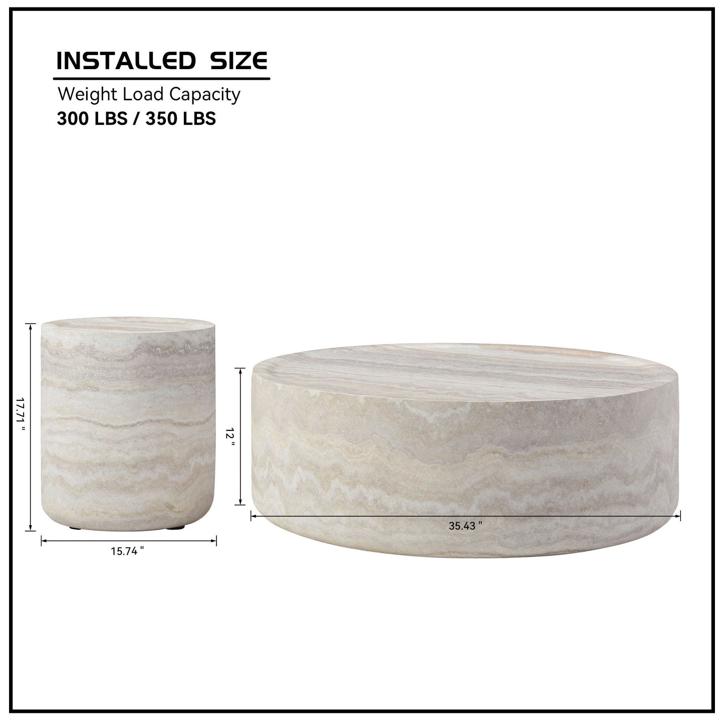 Set of 2 Faux MARS Pattern Coffee Tables side Table Round Tea Faux - Lorena Segura Design Lorena Segura Design