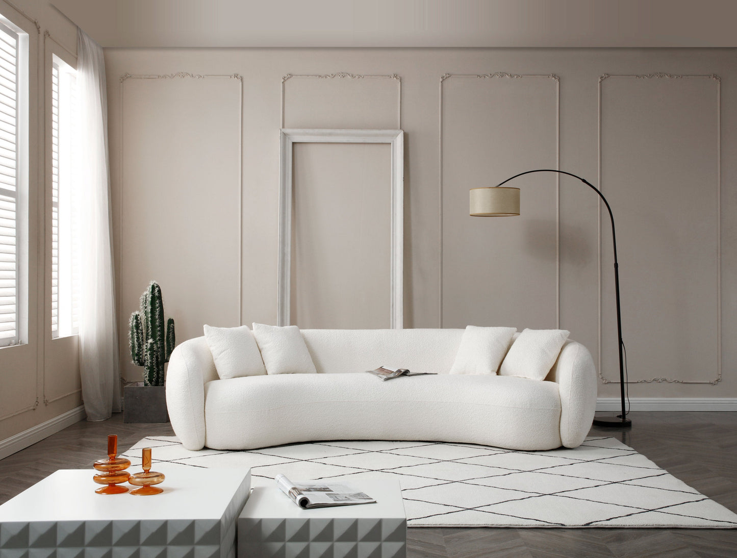 102'' 5-Seater Boucle Sofa Modern Sectional Half Moon Leisure Couch - Lorena Segura Design Lorena Segura Design