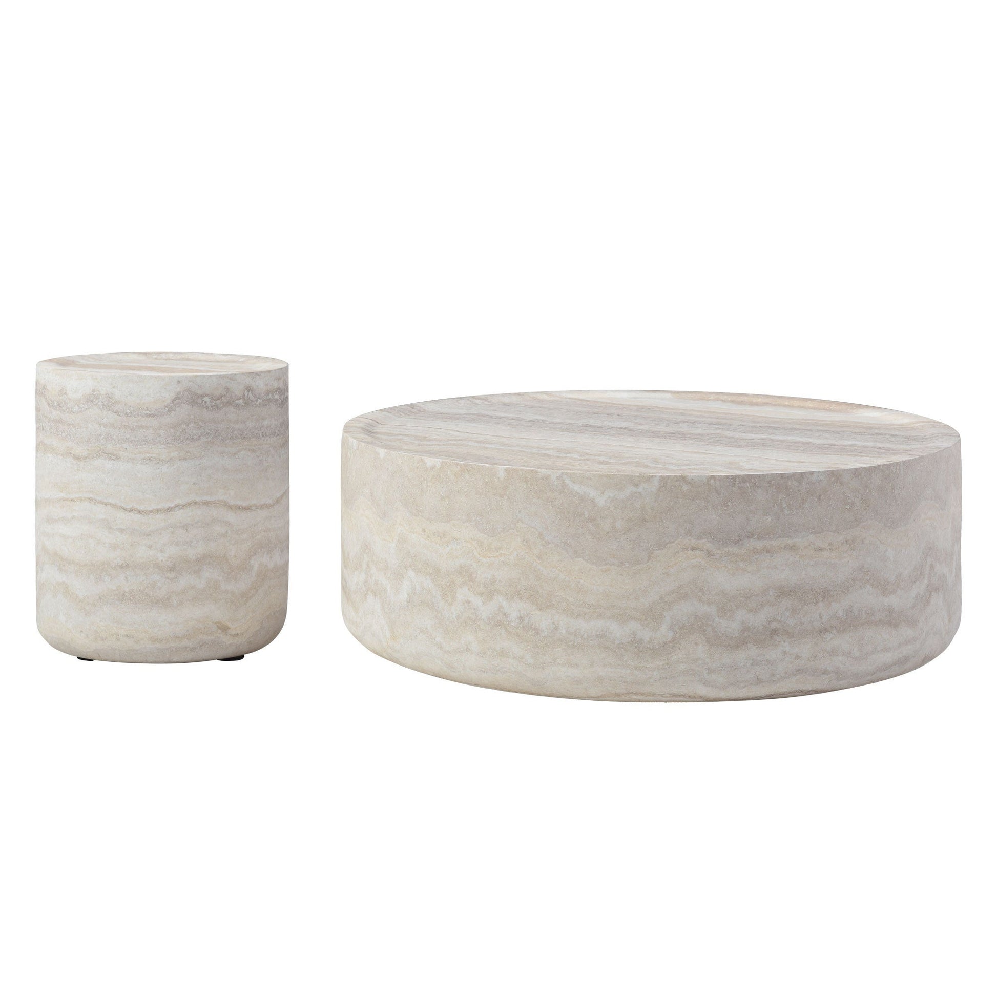 Set of 2 Faux MARS Pattern Coffee Tables side Table Round Tea Faux - Lorena Segura Design