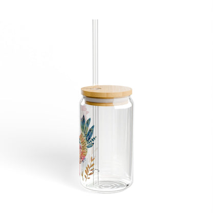 Sipper Glass Watercolor Chicken Design 16oz - Lorena Segura Design