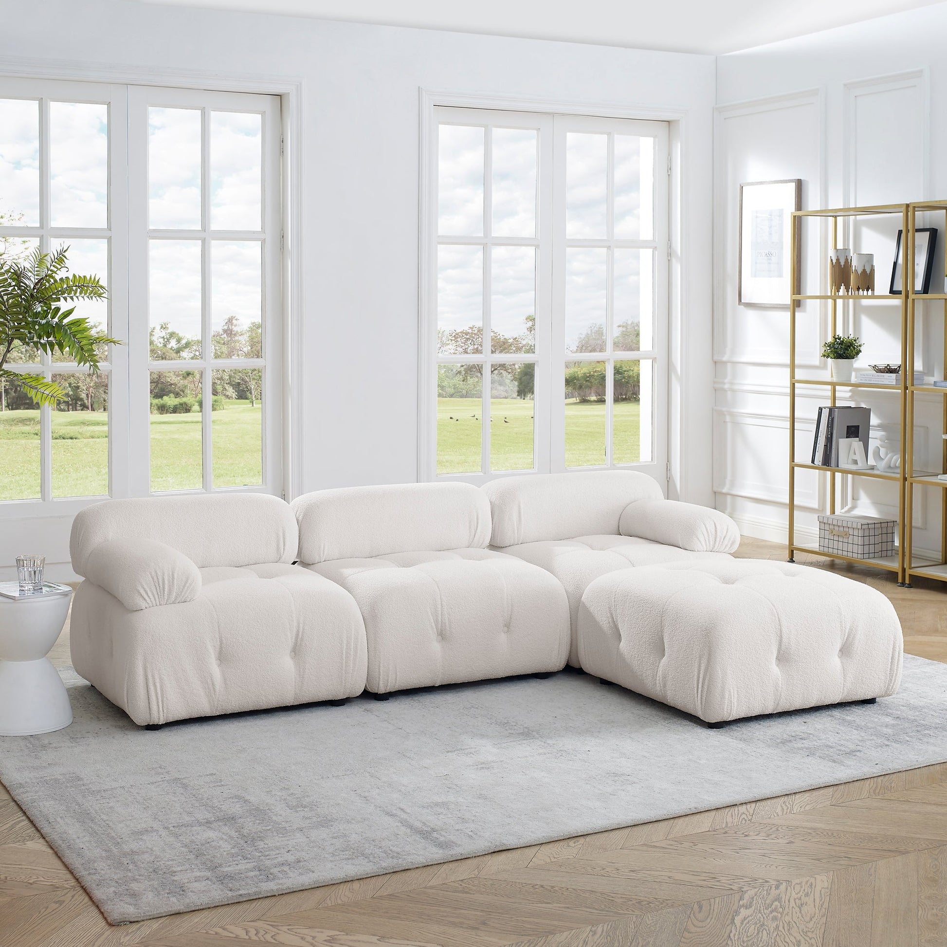 Modular Sectional Sofa, Button Tufted Designed and DIY Combination,L - Lorena Segura Design