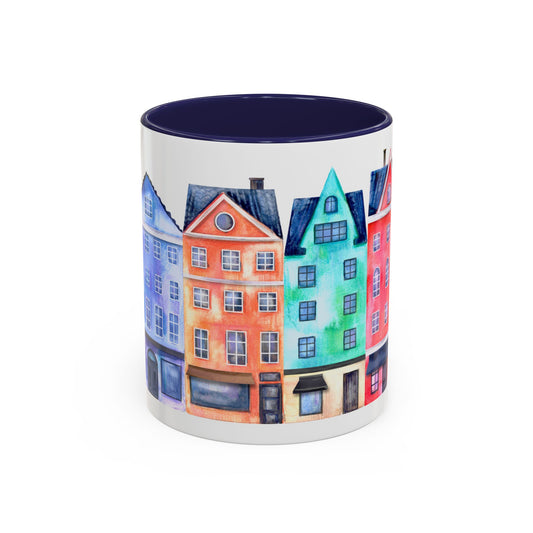 Colorful Watercolor Cityscape Accent Coffee Mug (11, 15oz) - Lorena Segura Design Lorena Segura Design
