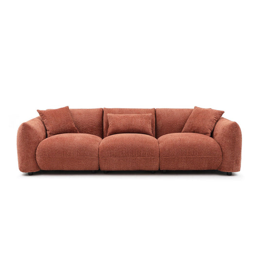 Mid Century Modern Couch 3-Seater Sofa for Livingroom, Orange - Lorena Segura Design Lorena Segura Design