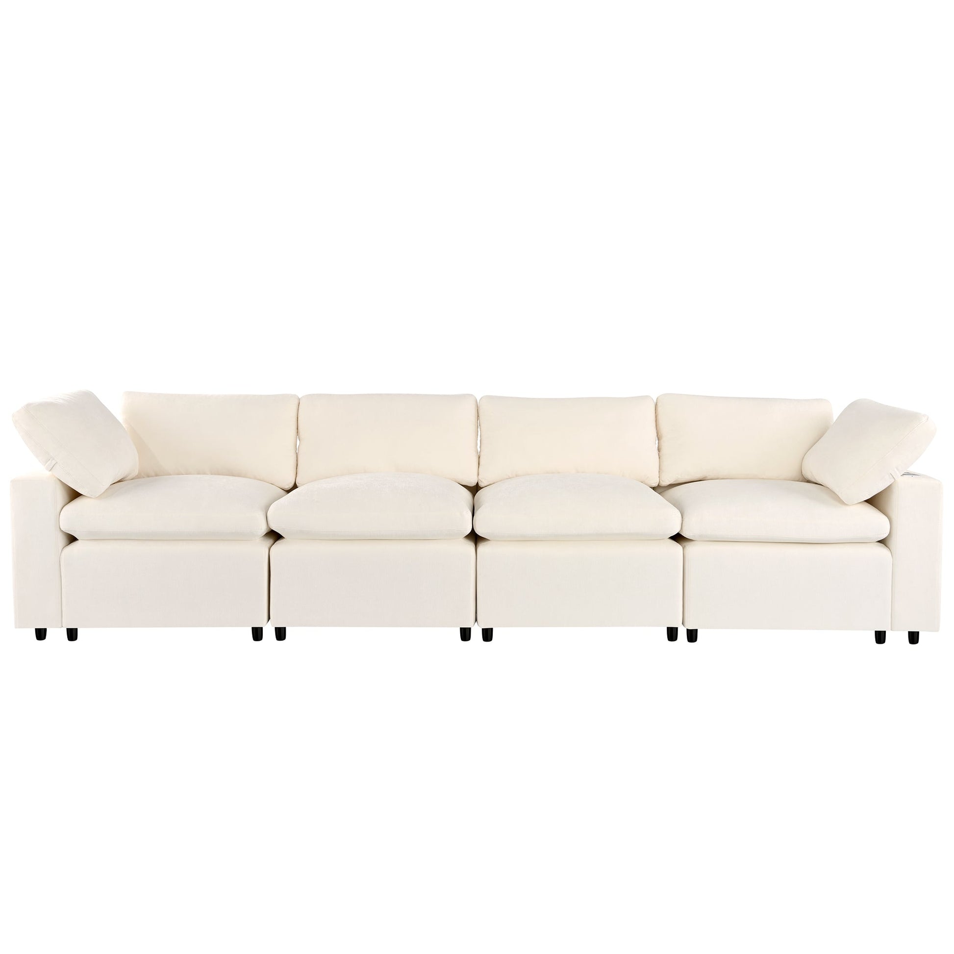 Upholstered Modular Sofa with  with Storage Space, USB Charge - Lorena Segura Design
