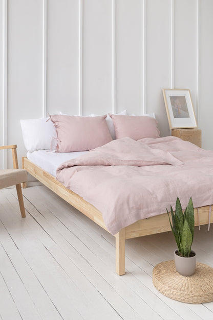 Pale Pink linen bedding set with ties - Lorena Segura Design