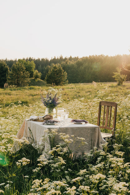 Natural Light  linen tablecloth with ruffles - Lorena Segura Design
