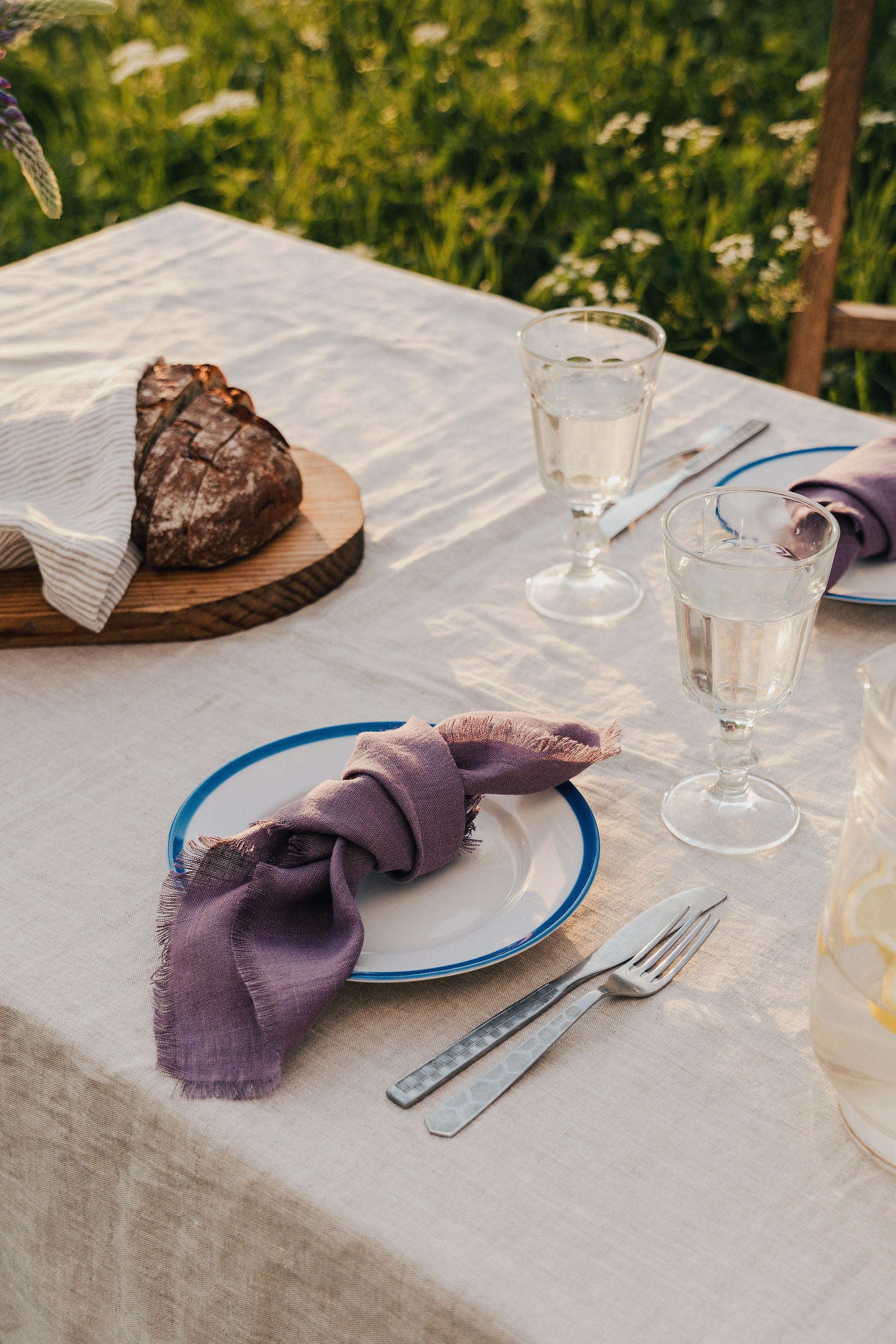 Natural Light  linen tablecloth with ruffles - Lorena Segura Design
