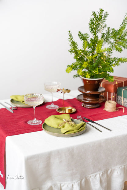 Natural Light  linen tablecloth with ruffles - Lorena Segura Design