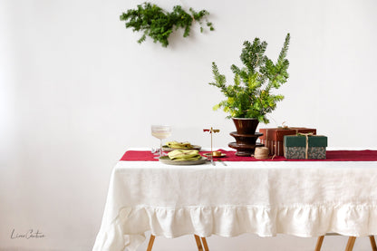Natural Light  linen tablecloth with ruffles - Lorena Segura Design