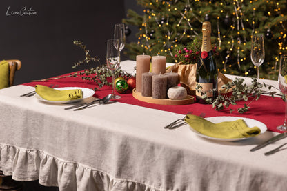 Natural Light  linen tablecloth with ruffles - Lorena Segura Design
