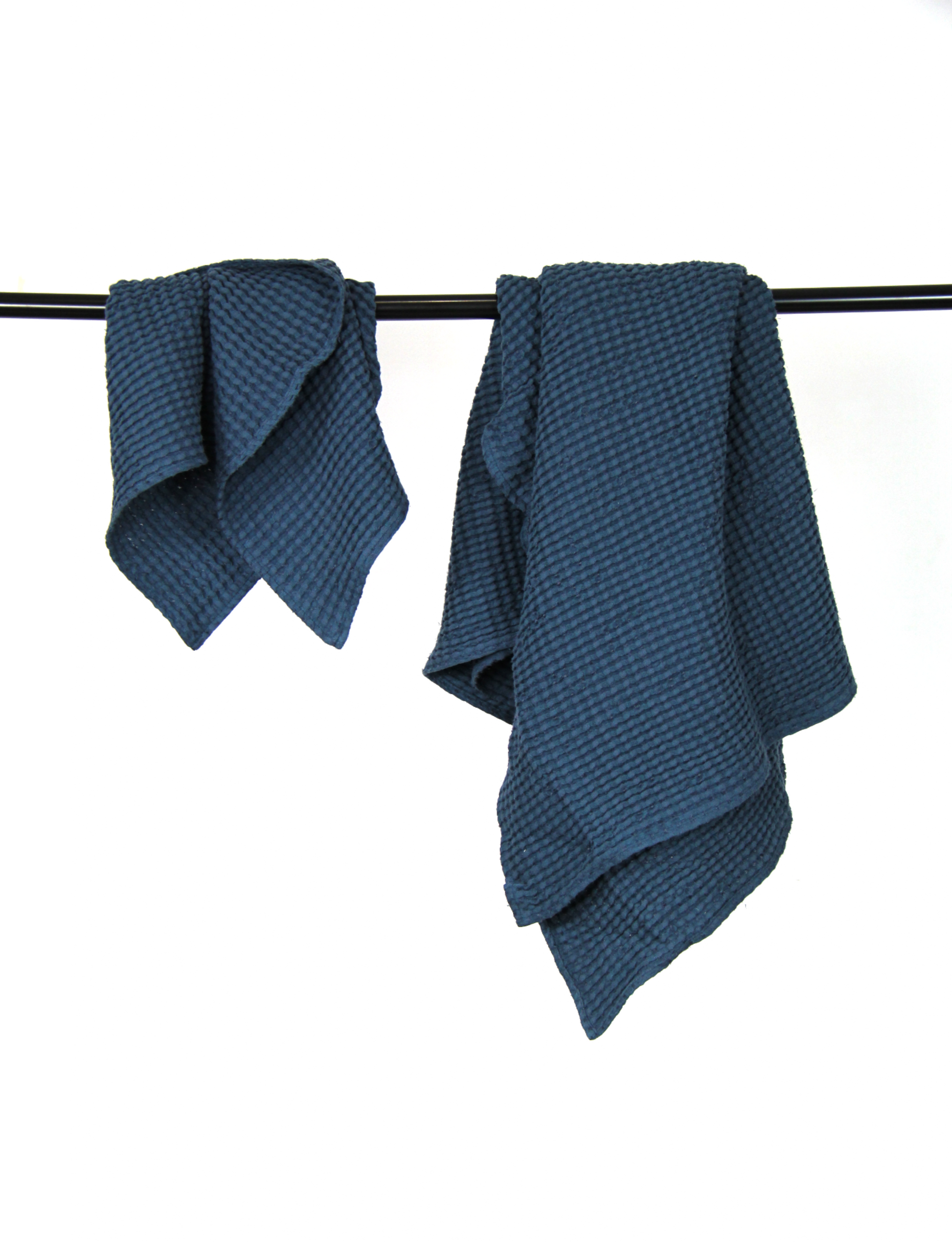 Navy Blue linen waffle towels set - Lorena Segura Design