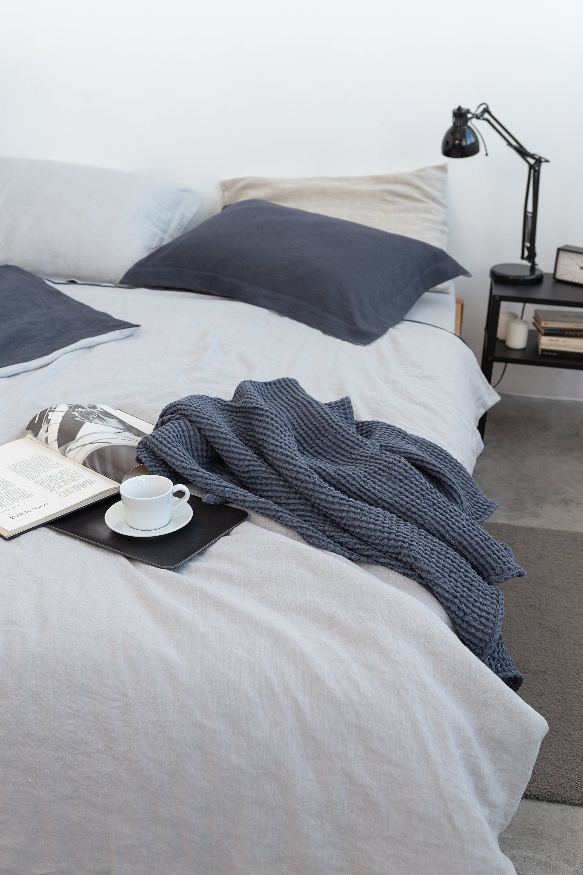 Navy Blue linen waffle towels set - Lorena Segura Design