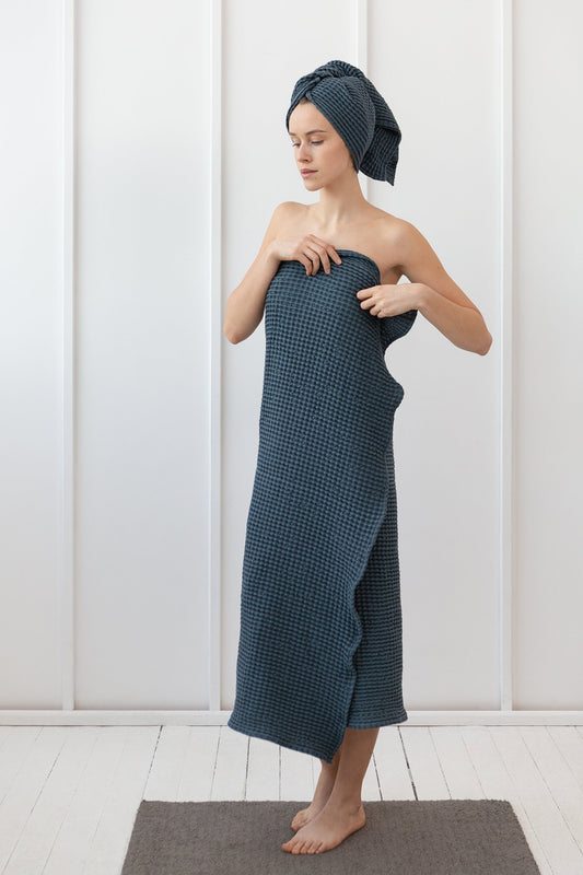 Navy Blue linen waffle towels set - Lorena Segura Design Lorena Segura Design
